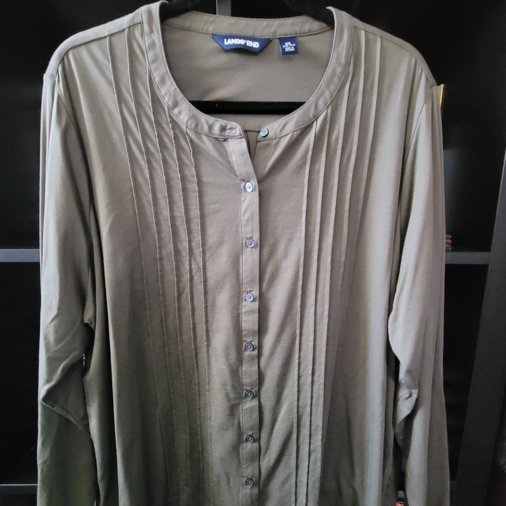 Women's Land End Olive Green Shirt